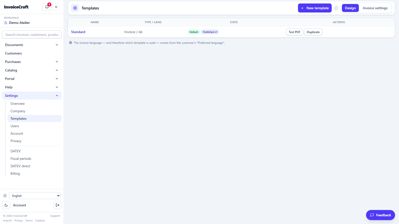 Invoice templates